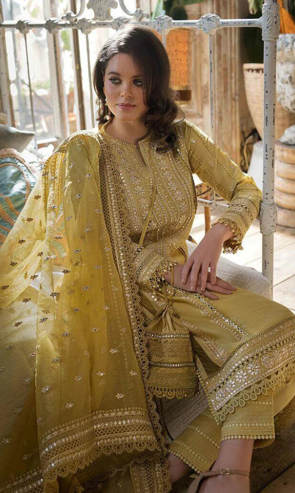 Sobia Nazir - 3PC Lawn Embroidered Shirt With Embroidered Organza Dupatta
