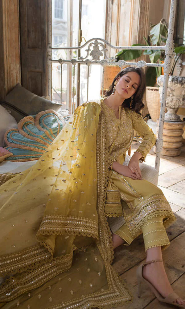 Sobia Nazir - 3PC Lawn Embroidered Shirt With Embroidered Organza Dupatta