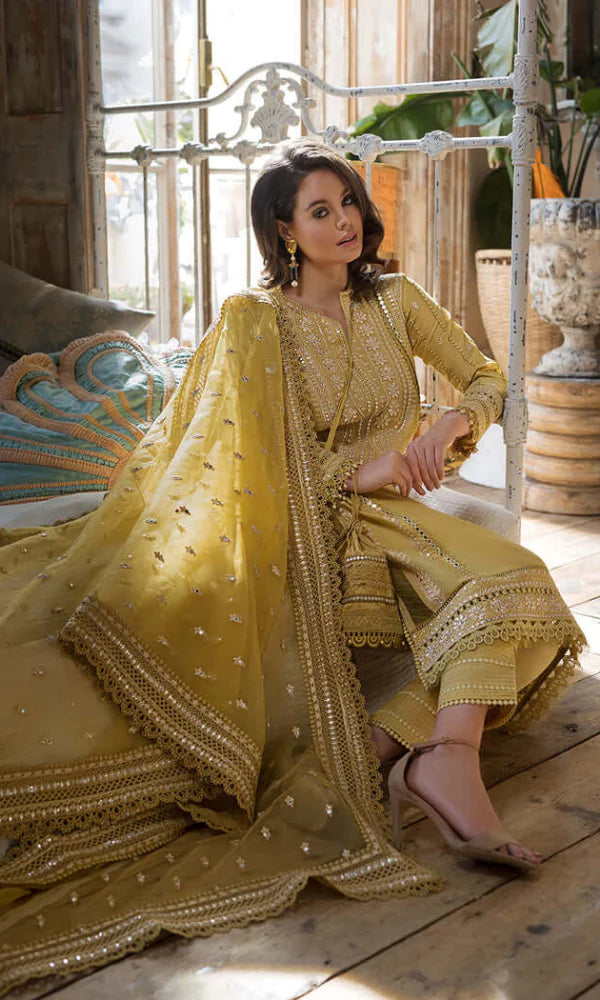 Sobia Nazir - 3PC Lawn Embroidered Shirt With Embroidered Organza Dupatta