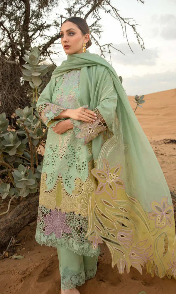 Maria.B - 3PC Heavy Embroidered ChickanKari Lawn Suit Embroidered ChickanKari Organza Dupatta