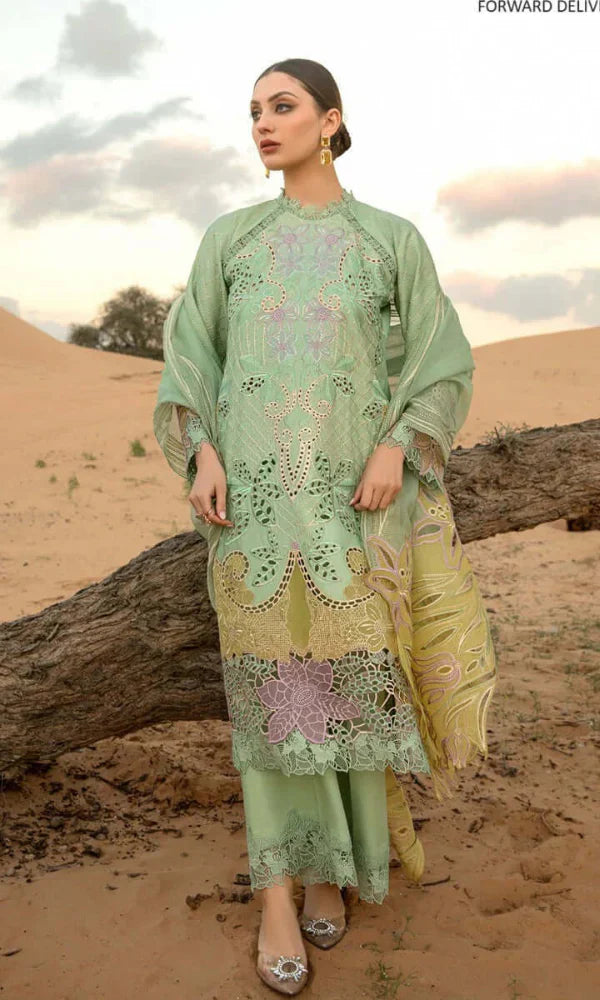 Maria.B - 3PC Heavy Embroidered ChickanKari Lawn Suit Embroidered ChickanKari Organza Dupatta