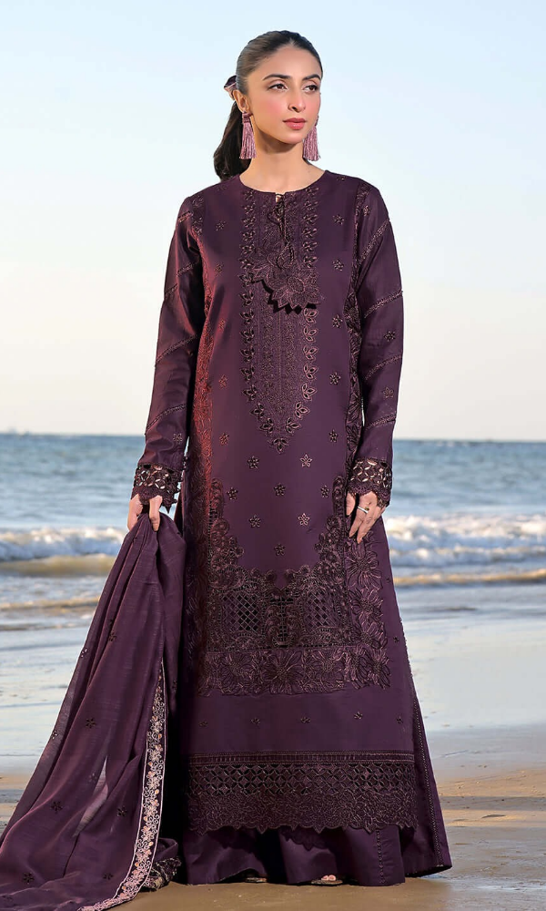 Asim Jofa - 3PC Heavy Embroidered Chickan Kari Dhanak Suit Full Embroidered Lawn Dupatta