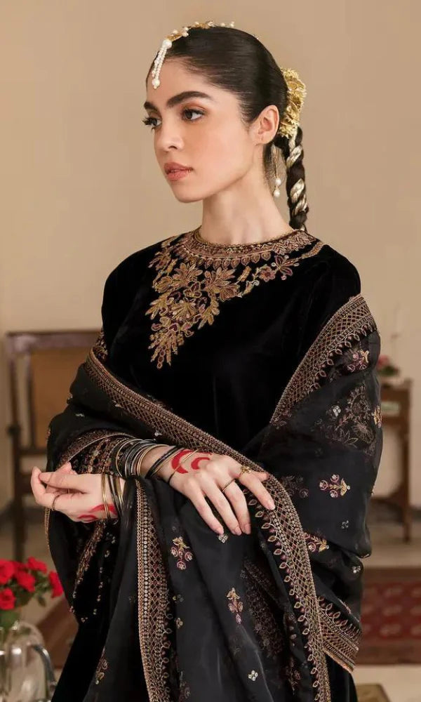 Baroque - 3PC  Velvet Embroidered Suit