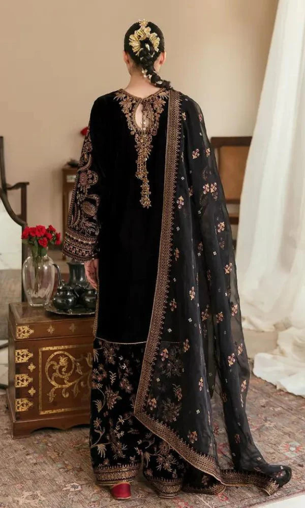 Baroque - 3PC  Velvet Embroidered Suit