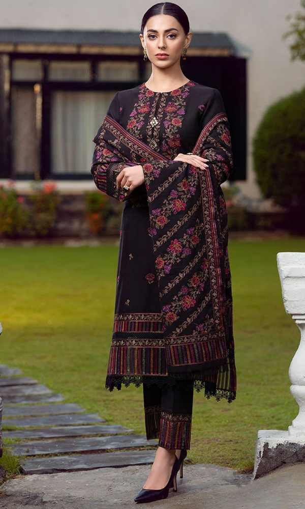 Bareeze - 3PC Embroidered Shirt With Heavy Embroidered Dhanak Shawl -