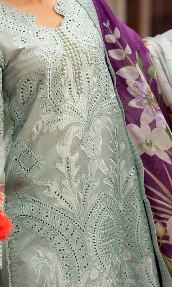 Mushq - 3PC Lawn Chickenkari work Embroidered Suit
