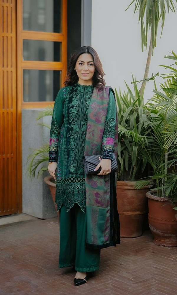 Maria.B 3PC Embroidered Lawn Shirt with Printed Dupatta