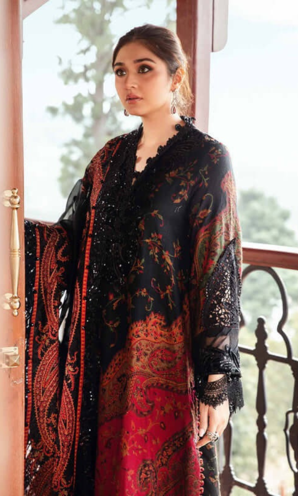 Maria.B 3PC Embroidered Lawn Suit ( Printed Fine Lawn Dupatta )