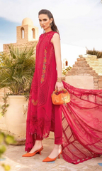 Maria.B 3PC Heavy Embroidered Chickan Kari Lawn Suit ( Four-Sided Embroidered Organza Dupatta )