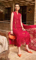 Maria.B 3PC Heavy Embroidered Chickan Kari Lawn Suit ( Four-Sided Embroidered Organza Dupatta )