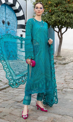 Maria.B 3PC Heavy Embroidered Chickan Kari Lawn Suit ( Full Embroidered Chiffon Dupatta )