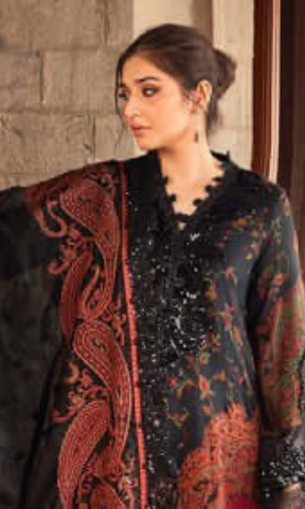 Maria.B 3PC Embroidered Lawn Suit ( Printed Fine Lawn Dupatta )
