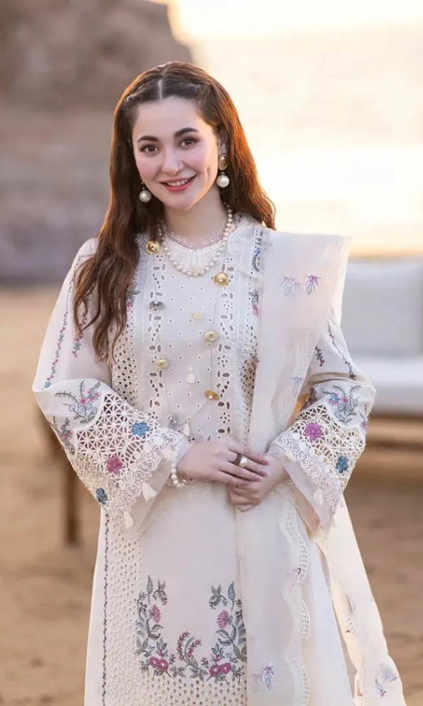 Qalamkar Heavy Embroidered Chickan Kari Lawn Suit ( Four-Sided Embroidered Organza Dupatta )