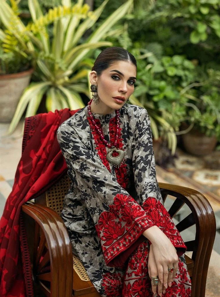 Zainab Chotani - 3PC Embroidered Lawn Suit with Print lawn Duppata