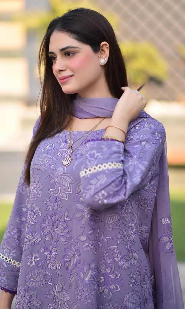 Maria.b 3PC - Heavy Embroidered Lawn Suit ( Full Embroidered Chiffon Dupatta ) MRB#1071
