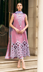 Mushq 3PC - Heavy Embroidered Chickan Kari Lawn Suit ( Fine Printed Silk Dupatta )