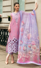 Mushq 3PC - Heavy Embroidered Chickan Kari Lawn Suit ( Fine Printed Silk Dupatta )