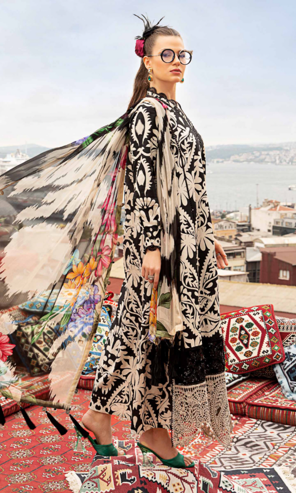 Maria.b 3PC - Digital Printed Embroidered Lawn Suit ( Fine Printed Silk Dupatta )