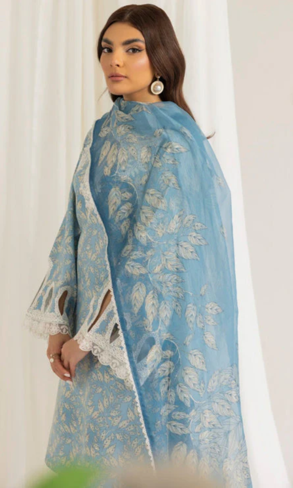 Maria.b 3PC - Digital Printed Embroidered Lawn Suit ( Fine Printed Silk Dupatta )
