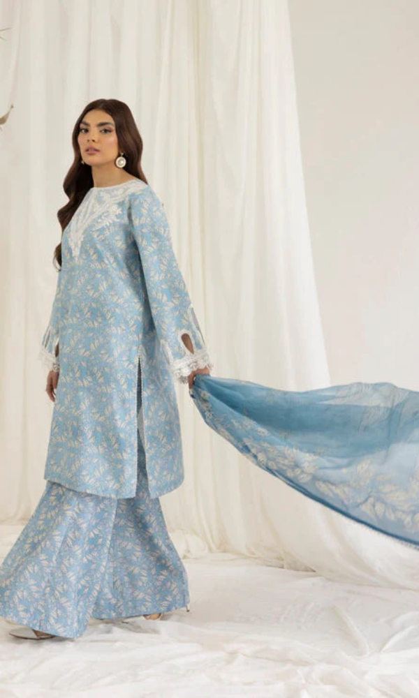 Maria.b 3PC - Digital Printed Embroidered Lawn Suit ( Fine Printed Silk Dupatta )