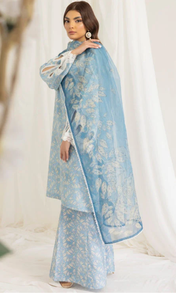 Maria.b 3PC - Digital Printed Embroidered Lawn Suit ( Fine Printed Silk Dupatta )