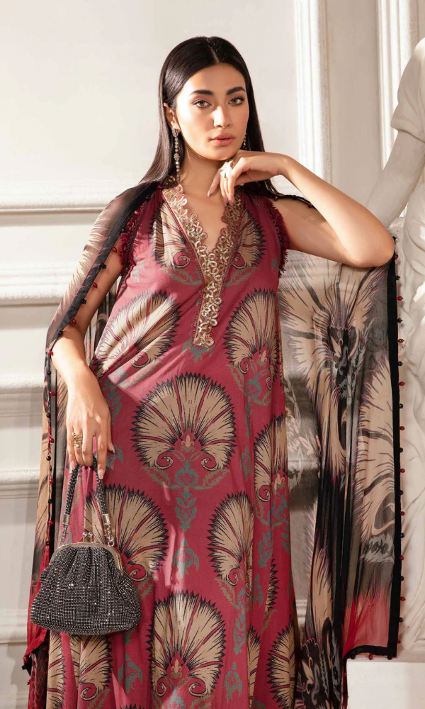Maria.b 3PC - Digital Printed Lawn Suit ( Printed Voil Dupatta )
