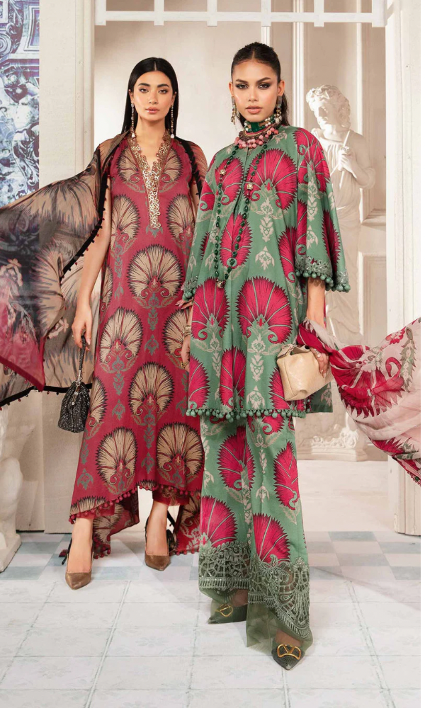 Maria.b 3PC - Digital Printed Lawn Suit ( Printed Voil Dupatta )