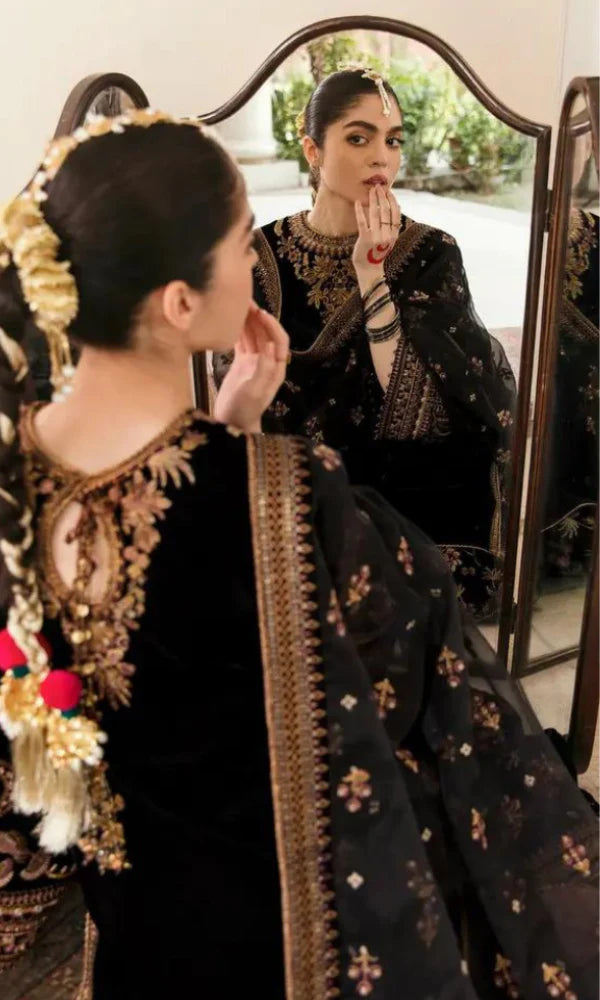 Baroque - 3PC  Velvet Embroidered Suit