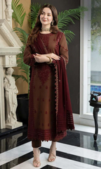 Asim Jofa - 3PC Embroidered Lawn Suit with Chiffon Dupatta-