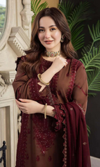 Asim Jofa - 3PC Embroidered Lawn Suit with Chiffon Dupatta-