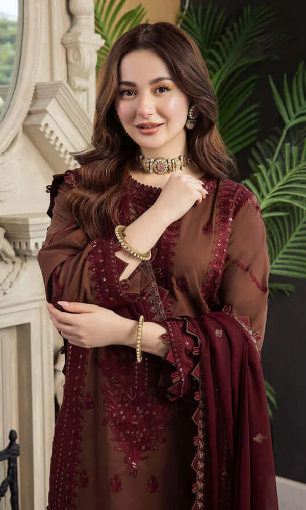 Asim Jofa - 3PC Embroidered Lawn Suit with Chiffon Dupatta-