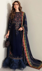 Jazmine 3PC Heavy Embroidered Velvet Suit ( Full Embroidered Chiffon Dupatta ) Jazmine