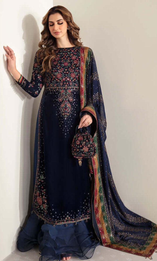 Jazmine 3PC Heavy Embroidered Velvet Suit ( Full Embroidered Chiffon Dupatta ) Jazmine