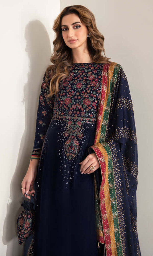 Jazmine 3PC Heavy Embroidered Velvet Suit ( Full Embroidered Chiffon Dupatta ) Jazmine