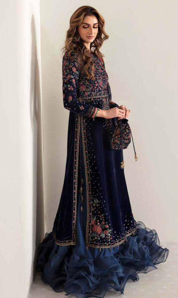 Jazmine 3PC Heavy Embroidered Velvet Suit ( Full Embroidered Chiffon Dupatta ) Jazmine