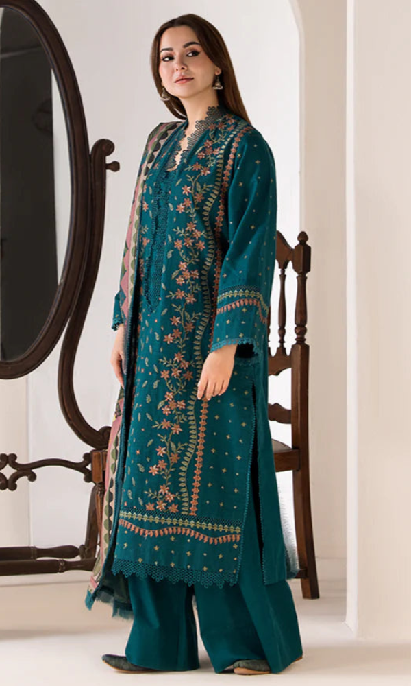 Sobia Nazir - 3PC Heavy Embroidered Dhanak Suit ( Printed Woolen Shawl )