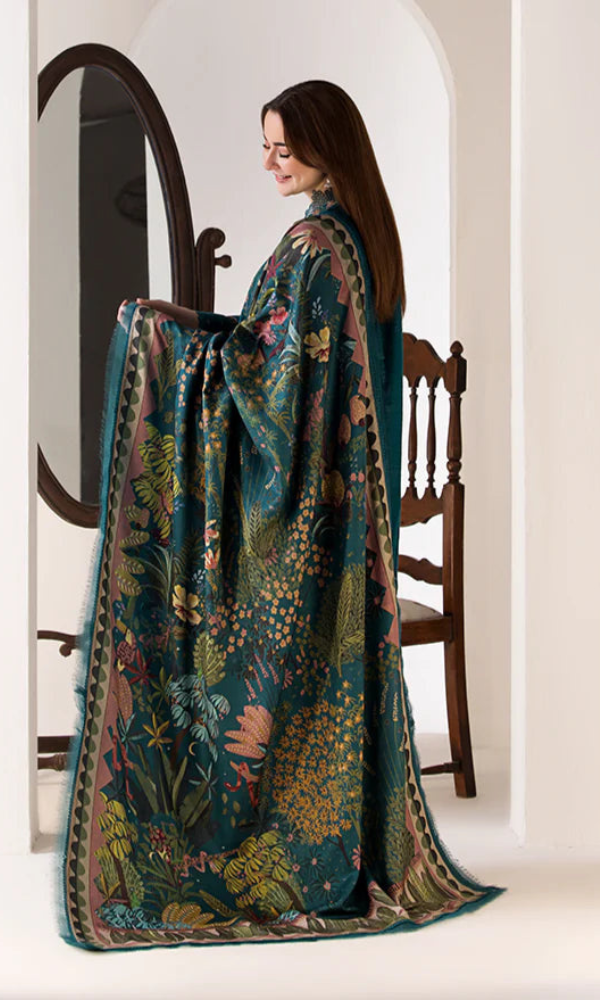 Sobia Nazir - 3PC Heavy Embroidered Dhanak Suit ( Printed Woolen Shawl )