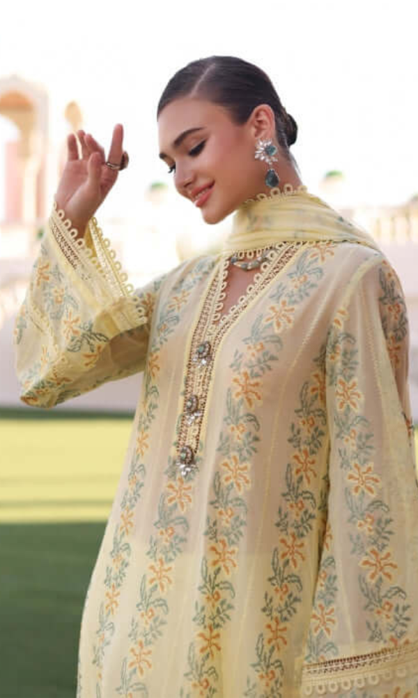 Bareeze-3PC Embroidered Lawn Shirt with Embroidered Chiffon dupatta