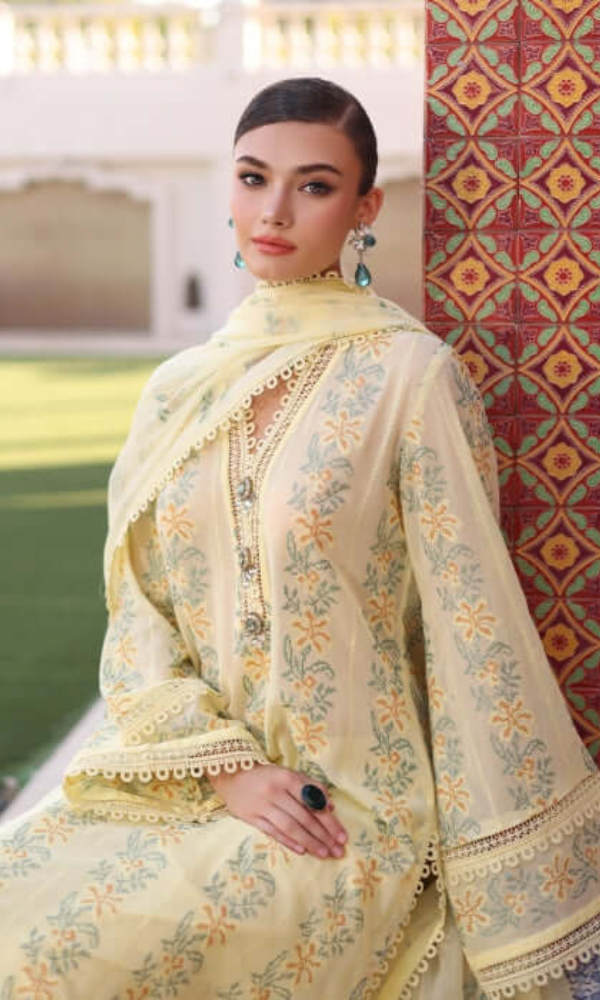 Bareeze-3PC Embroidered Lawn Shirt with Embroidered Chiffon dupatta