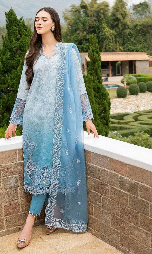 Maria.B - 3PC Heavy Embroidered Lawn Suit With Four Sided Embroidered Organza Dupatta