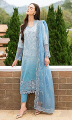 Maria.B - 3PC Heavy Embroidered Lawn Suit With Four Sided Embroidered Organza Dupatta
