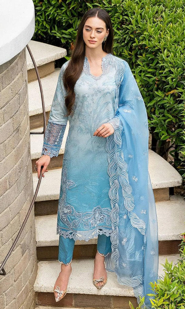 Maria.B - 3PC Heavy Embroidered Lawn Suit With Four Sided Embroidered Organza Dupatta