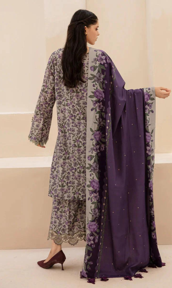 Baroque 3PC - Digital Printed Khaddar Suit Printed Khaddar Dupatta