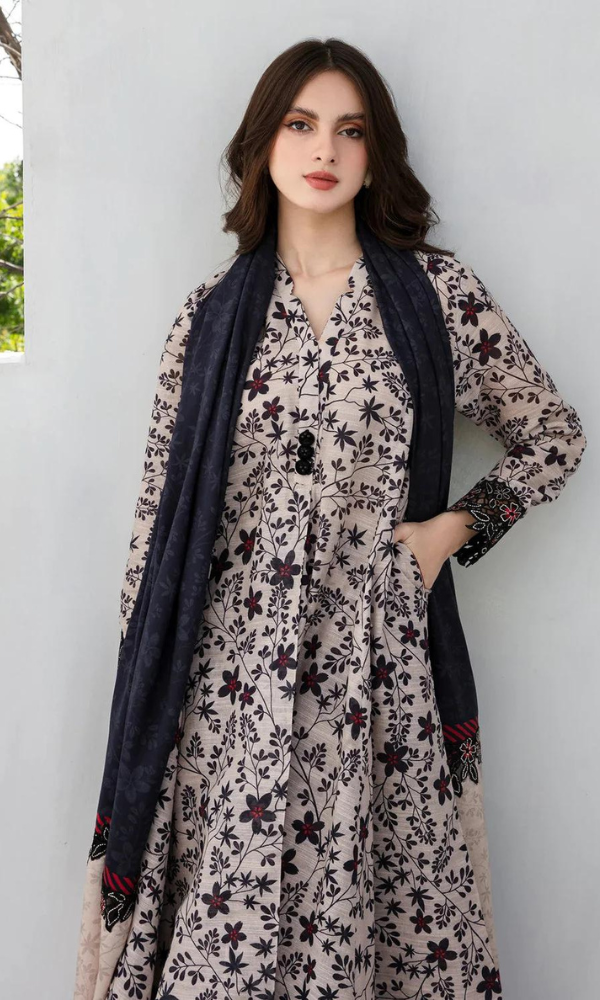 Baroque 3PC - Digital Printed Khaddar Suit Printed Khaddar Dupatta