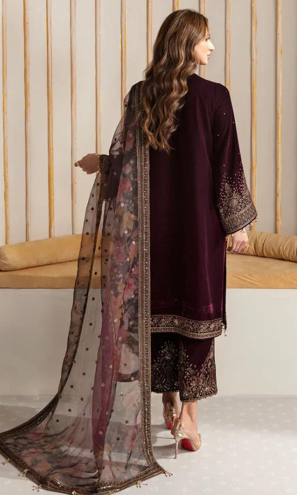 Jazmine - 3PC Velvet Embroidered Suit