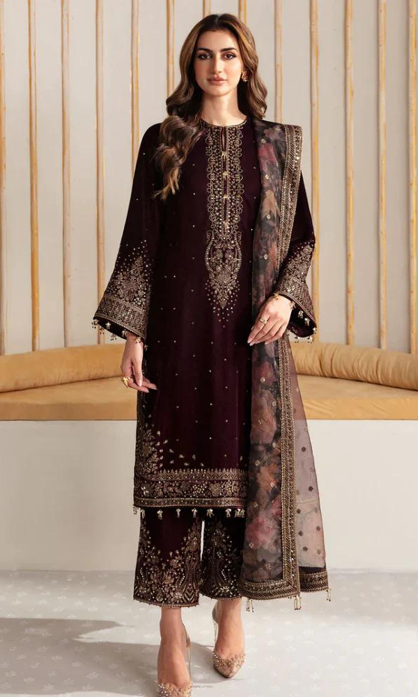 Jazmine - 3PC Velvet Embroidered Suit