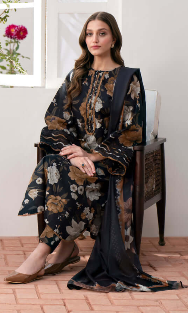 Baroque 3PC - Digital Printed Lawn Suit  Printed Lawn Dupatta