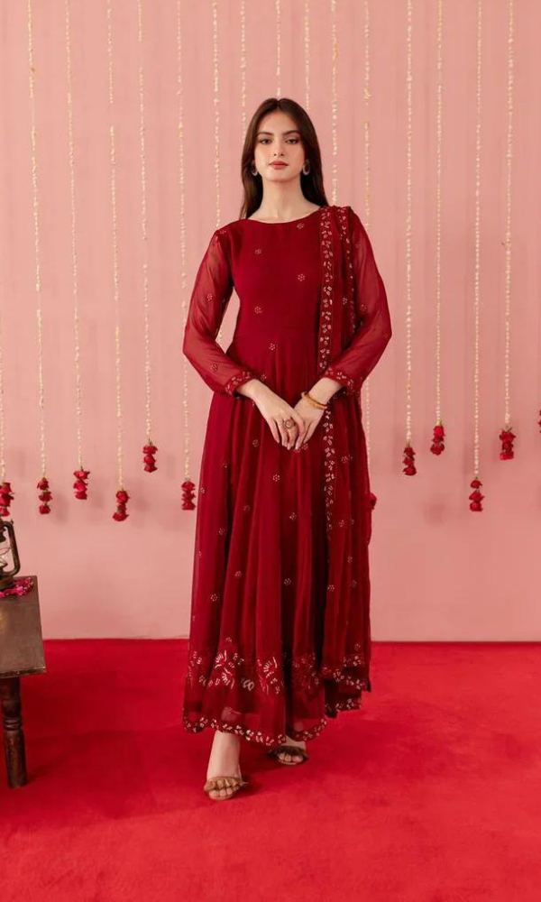 Maria.B - 3PC Embroidered Premium Chiphon Frock