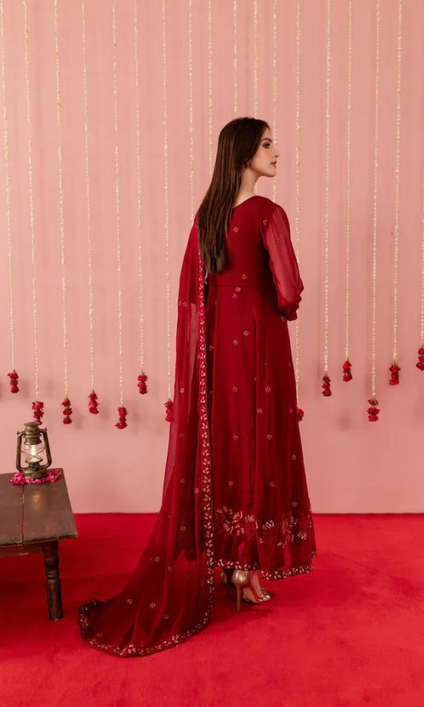 Maria.B - 3PC Embroidered Premium Chiphon Frock