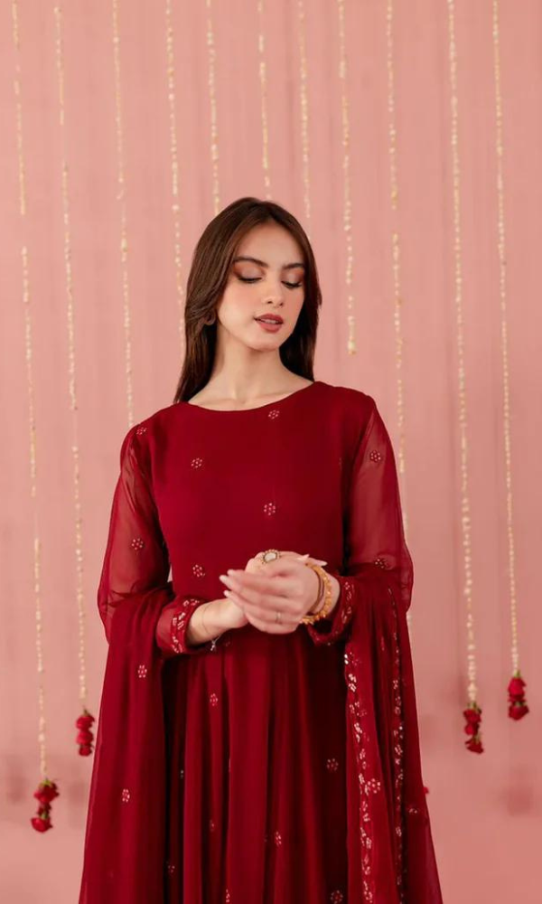 Maria.B - 3PC Embroidered Premium Chiphon Frock